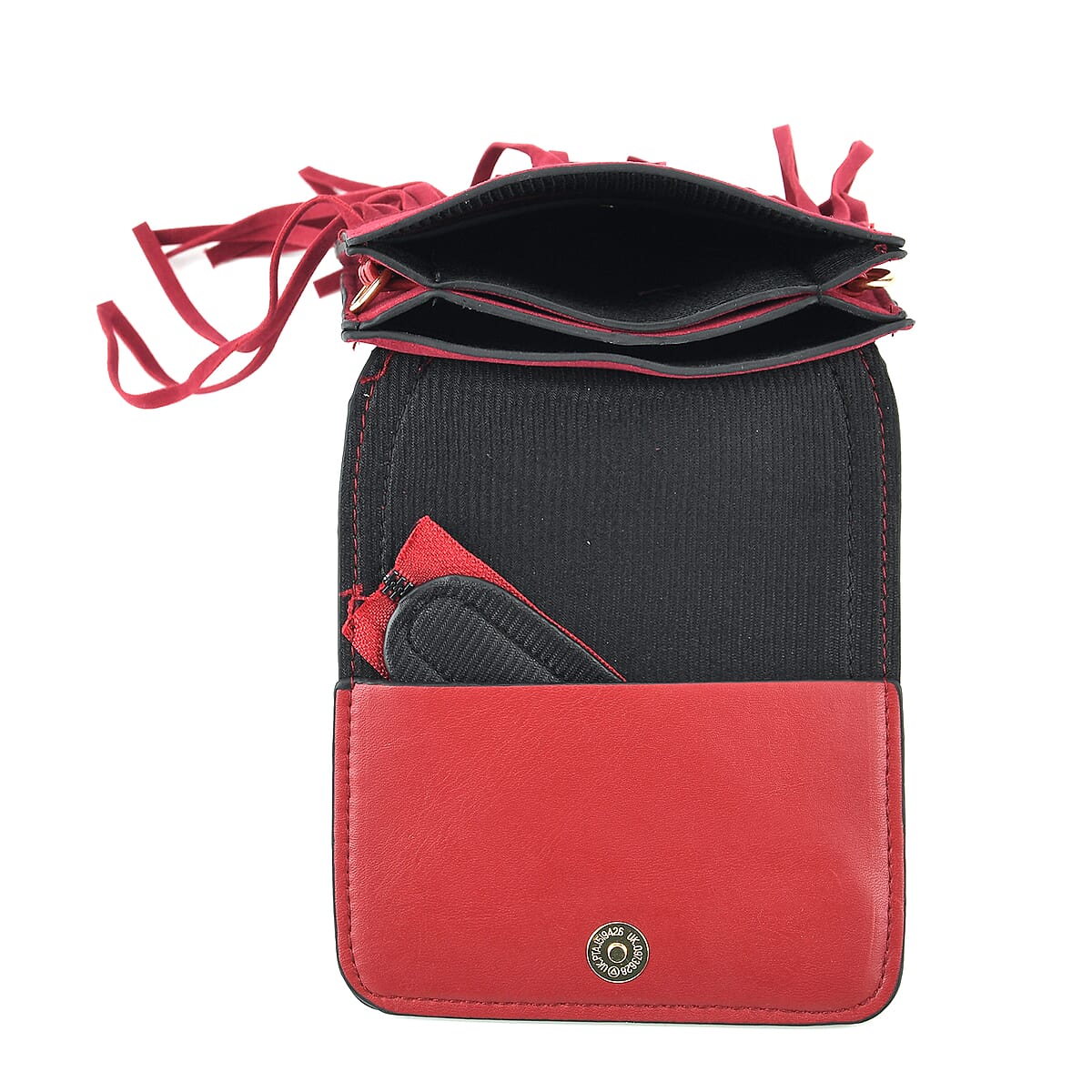 La Marey Burgundy Faux Leather Tassel Crossbody Bag with 2 Shoulder Strap image number 5