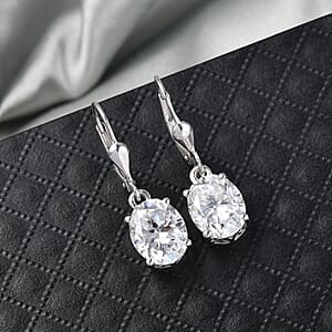D'Joy Moissanite 5.60 ctw Eternal Solitaire Earrings in Rhodium Over Sterling Silver
