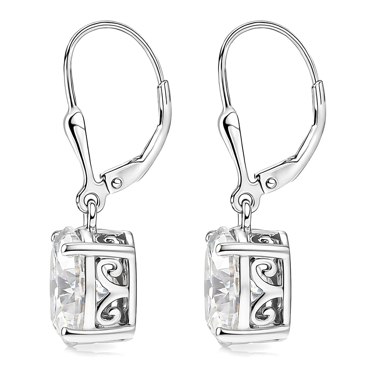 D'Joy Moissanite 5.60 ctw Eternal Solitaire Earrings in Rhodium Over Sterling Silver image number 2