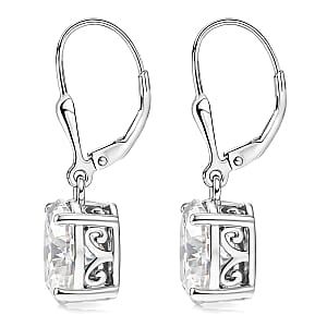 D'Joy Moissanite 5.60 ctw Eternal Solitaire Earrings in Rhodium Over Sterling Silver