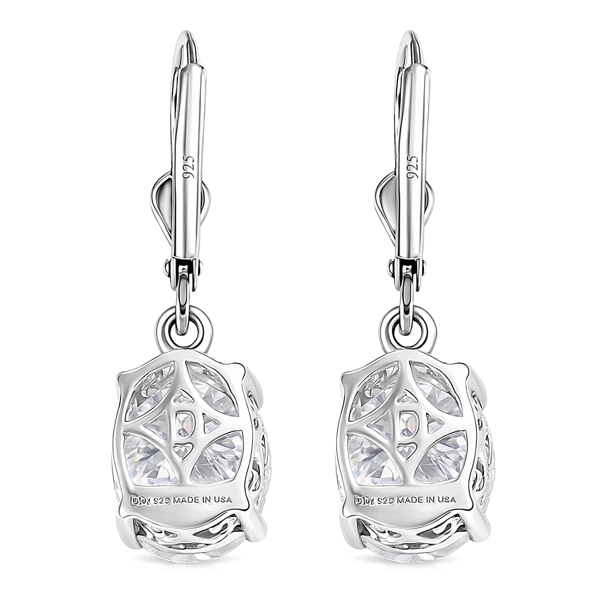 D'Joy Moissanite 5.60 ctw Eternal Solitaire Earrings in Rhodium Over Sterling Silver image number 3