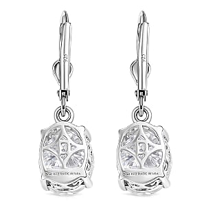 D'Joy Moissanite 5.60 ctw Eternal Solitaire Earrings in Rhodium Over Sterling Silver