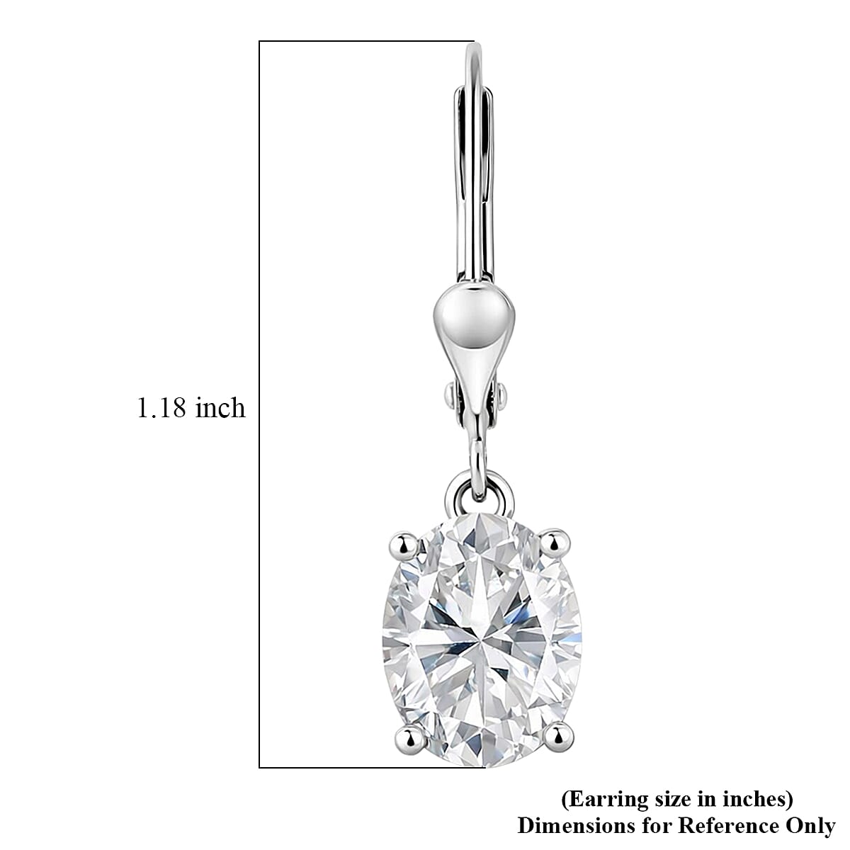 D'Joy Moissanite 5.60 ctw Eternal Solitaire Earrings in Rhodium Over Sterling Silver image number 4