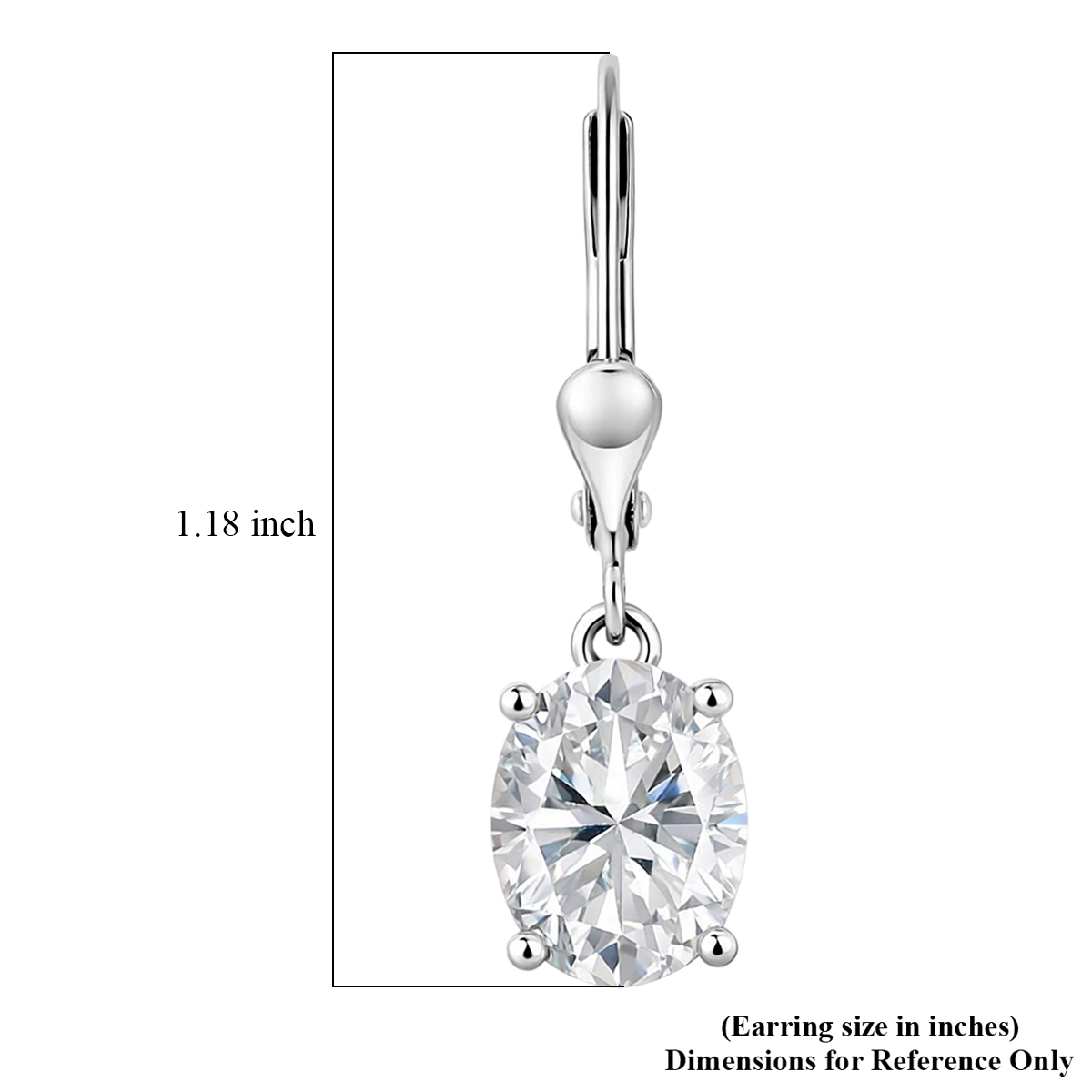 D'Joy Moissanite 5.60 ctw Eternal Solitaire Earrings in Rhodium Over Sterling Silver