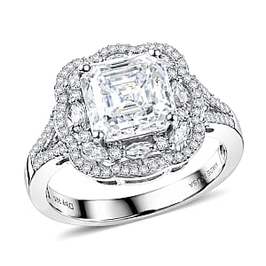 D'Joy Moissanite 3.30 ctw Crown Spark Ring in Rhodium Over Sterling Silver (Size 10.0)