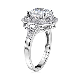 D'Joy Moissanite 3.30 ctw Crown Spark Ring in Rhodium Over Sterling Silver (Size 10.0)