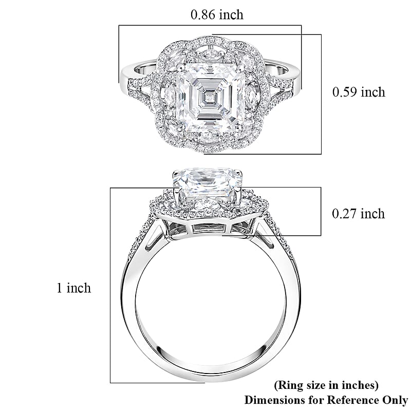 D'Joy Moissanite 3.30 ctw Crown Spark Ring in Rhodium Over Sterling Silver (Size 6.0)