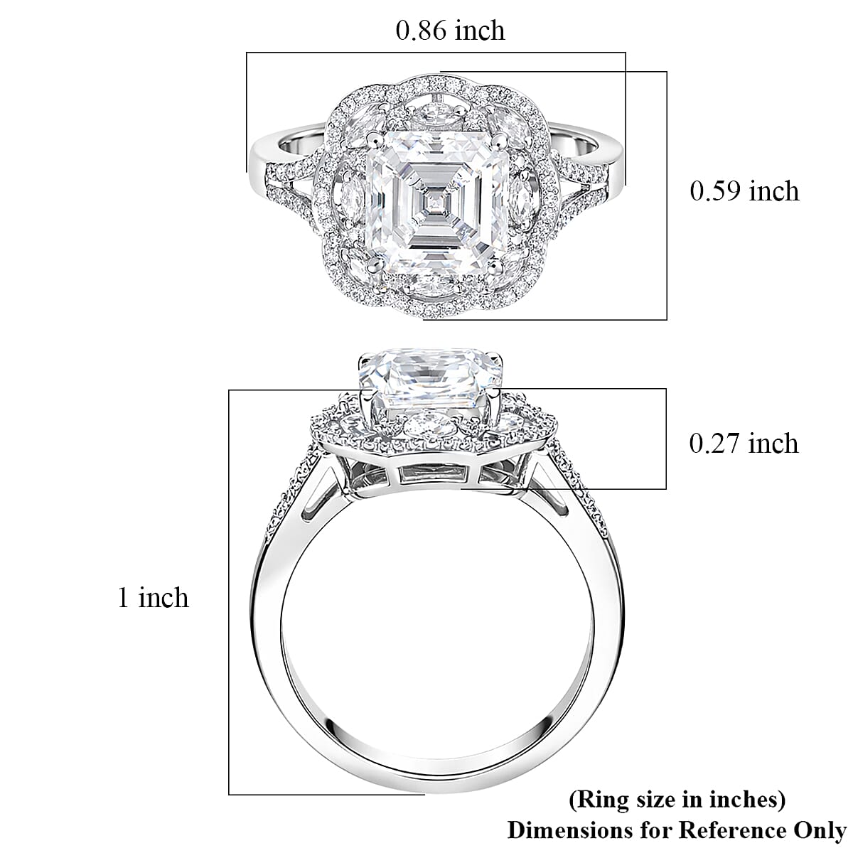 D'Joy Moissanite 3.30 ctw Crown Spark Ring in Rhodium Over Sterling Silver (Size 7.0) image number 5