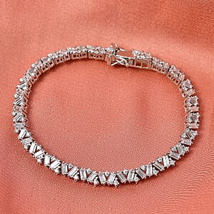 D'Joy Moissanite 6.30 ctw Sparkline Bracelet in Rhodium Over Sterling Silver (7.25 In)