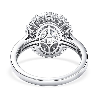 D'Joy Moissanite 2.90 ctw Sparkburst Ring in Rhodium Over Sterling Silver (Size 10.0)