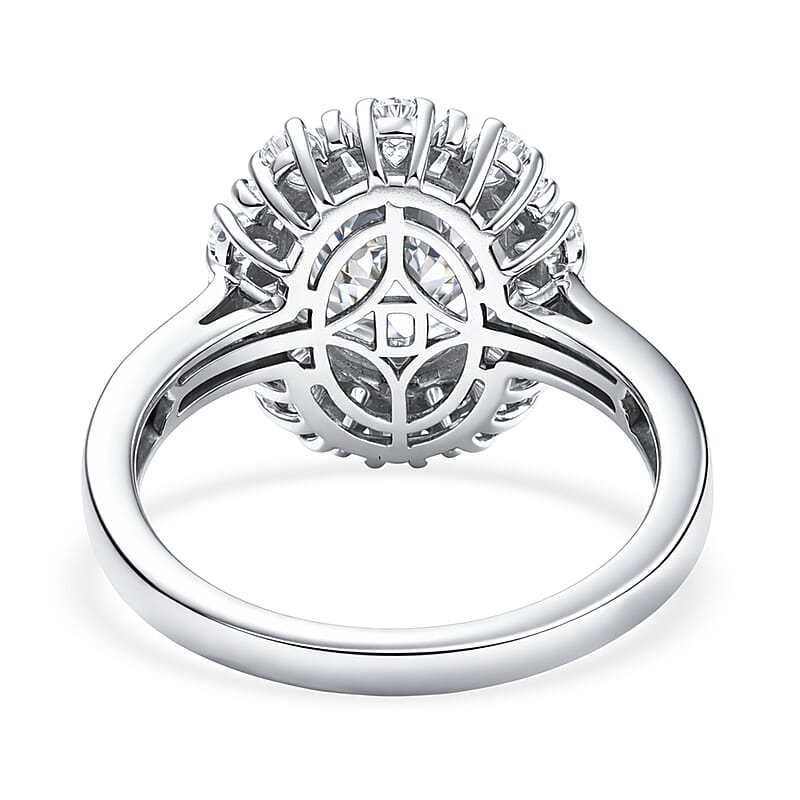 D'Joy Moissanite 2.90 ctw Sparkburst Ring in Rhodium Over Sterling Silver (Size 10.0)