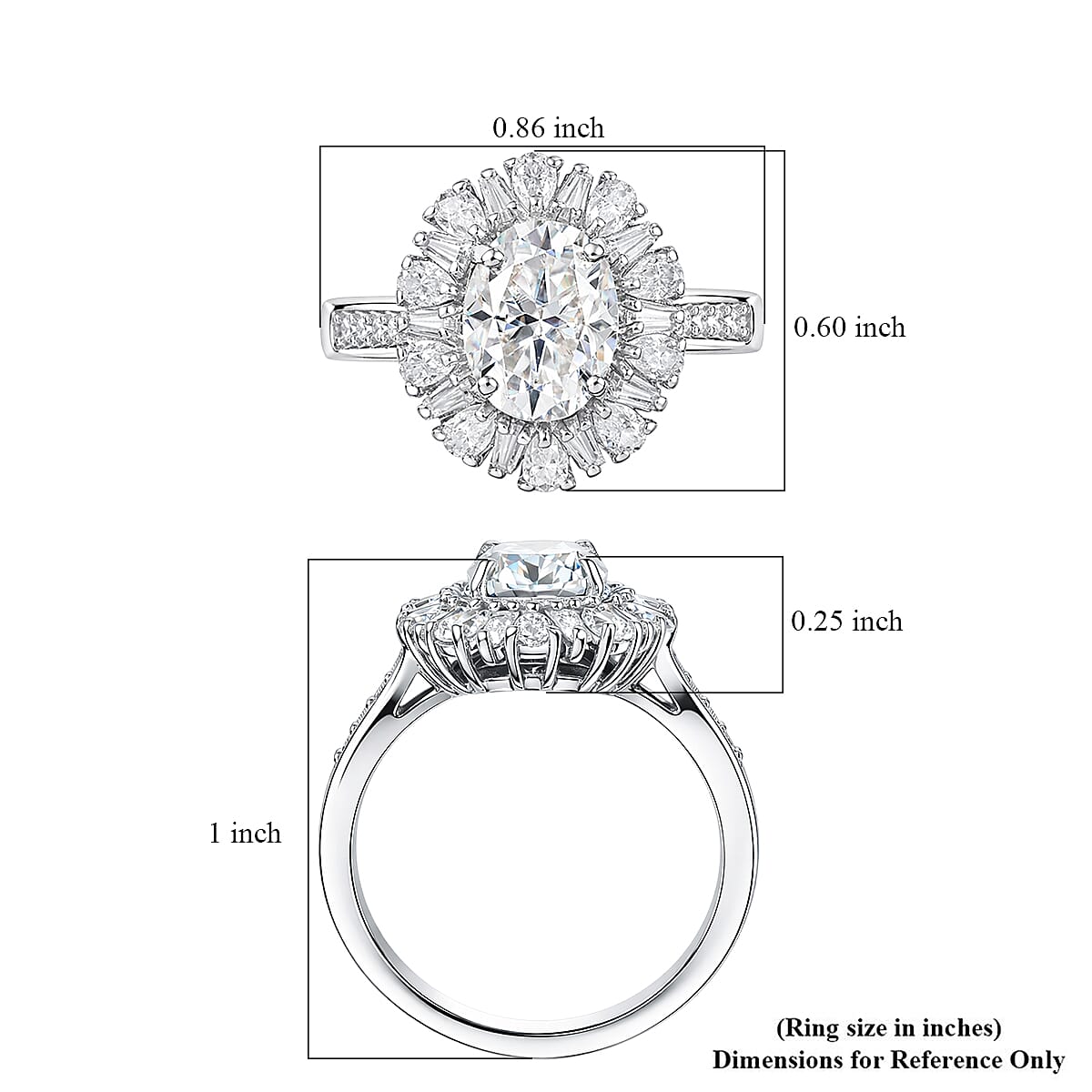 D'Joy Moissanite 2.90 ctw Sparkburst Ring in Rhodium Over Sterling Silver (Size 10.0) image number 5