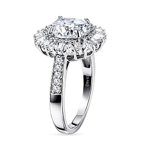 D'Joy Moissanite 2.90 ctw Sparkburst Ring in Rhodium Over Sterling Silver (Size 6.0)