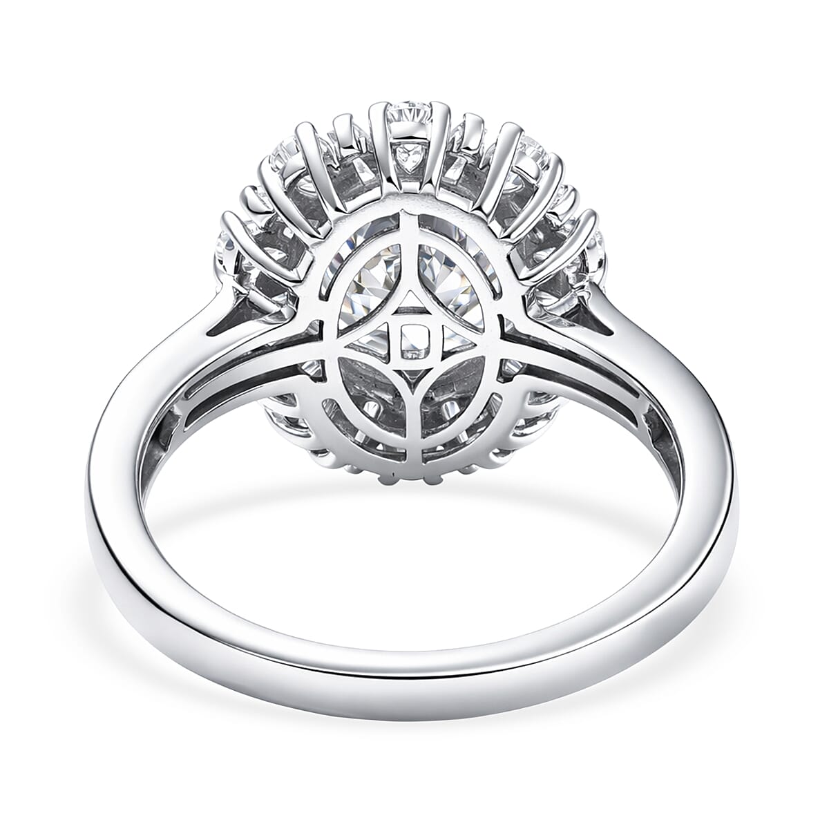 D'Joy Moissanite 2.90 ctw Sparkburst Ring in Rhodium Over Sterling Silver (Size 9.0)