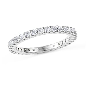 D'Joy Moissanite 0.90 ctw Eternity Band Ring in Rhodium Over Sterling Silver (Size 7.0)