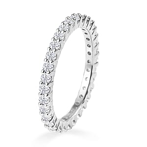 D'Joy Moissanite 0.90 ctw Eternity Band Ring in Rhodium Over Sterling Silver (Size 7.0)