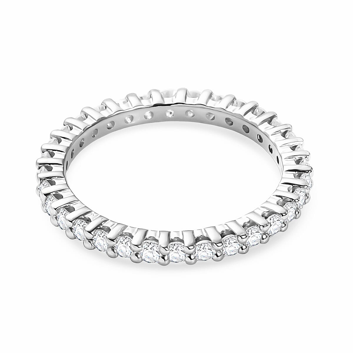 D'Joy Moissanite 0.90 ctw Eternity Band Ring in Rhodium Over Sterling Silver (Size 7.0)