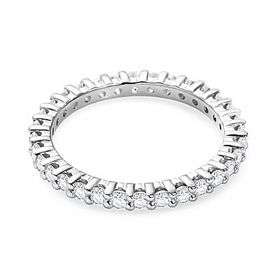 D'Joy Moissanite 0.90 ctw Eternity Band Ring in Rhodium Over Sterling Silver (Size 7.0)