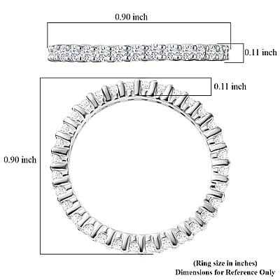 D'Joy Moissanite 0.90 ctw Eternity Band Ring in Rhodium Over Sterling Silver (Size 7.0)