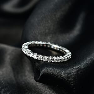 D'Joy Moissanite 0.90 ctw Eternity Band Ring in Rhodium Over Sterling Silver (Size 8.0)