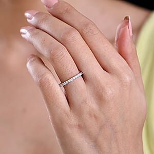 D'Joy Moissanite 0.90 ctw Eternity Band Ring in Rhodium Over Sterling Silver (Size 8.0)