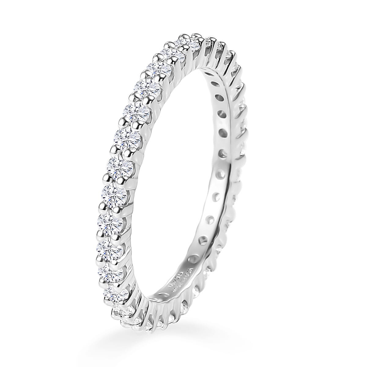 D'Joy Moissanite 0.90 ctw Eternity Band Ring in Rhodium Over Sterling Silver (Size 8.0) image number 3