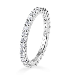 D'Joy Moissanite 0.90 ctw Eternity Band Ring in Rhodium Over Sterling Silver (Size 8.0)