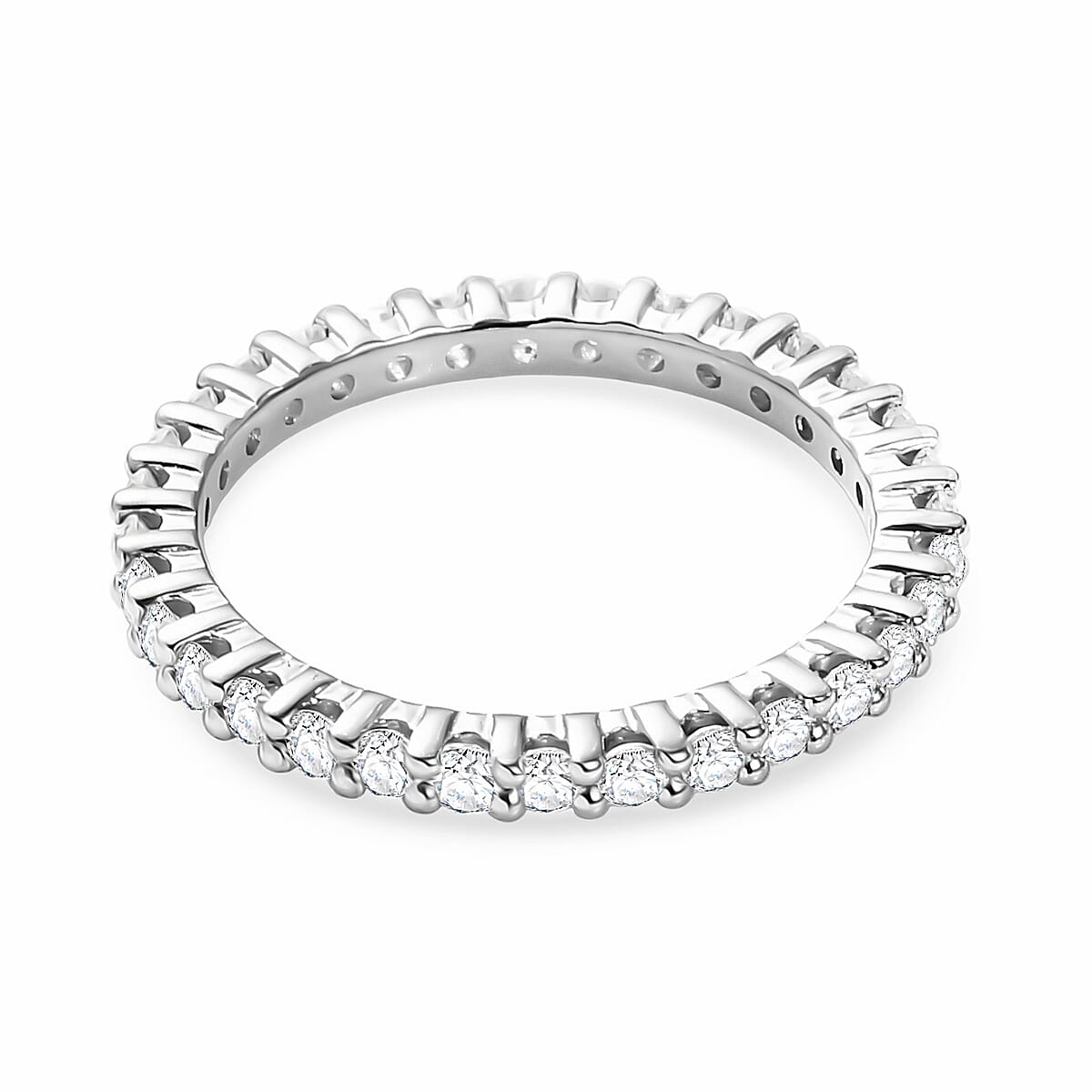 D'Joy Moissanite 0.90 ctw Eternity Band Ring in Rhodium Over Sterling Silver (Size 8.0) image number 4