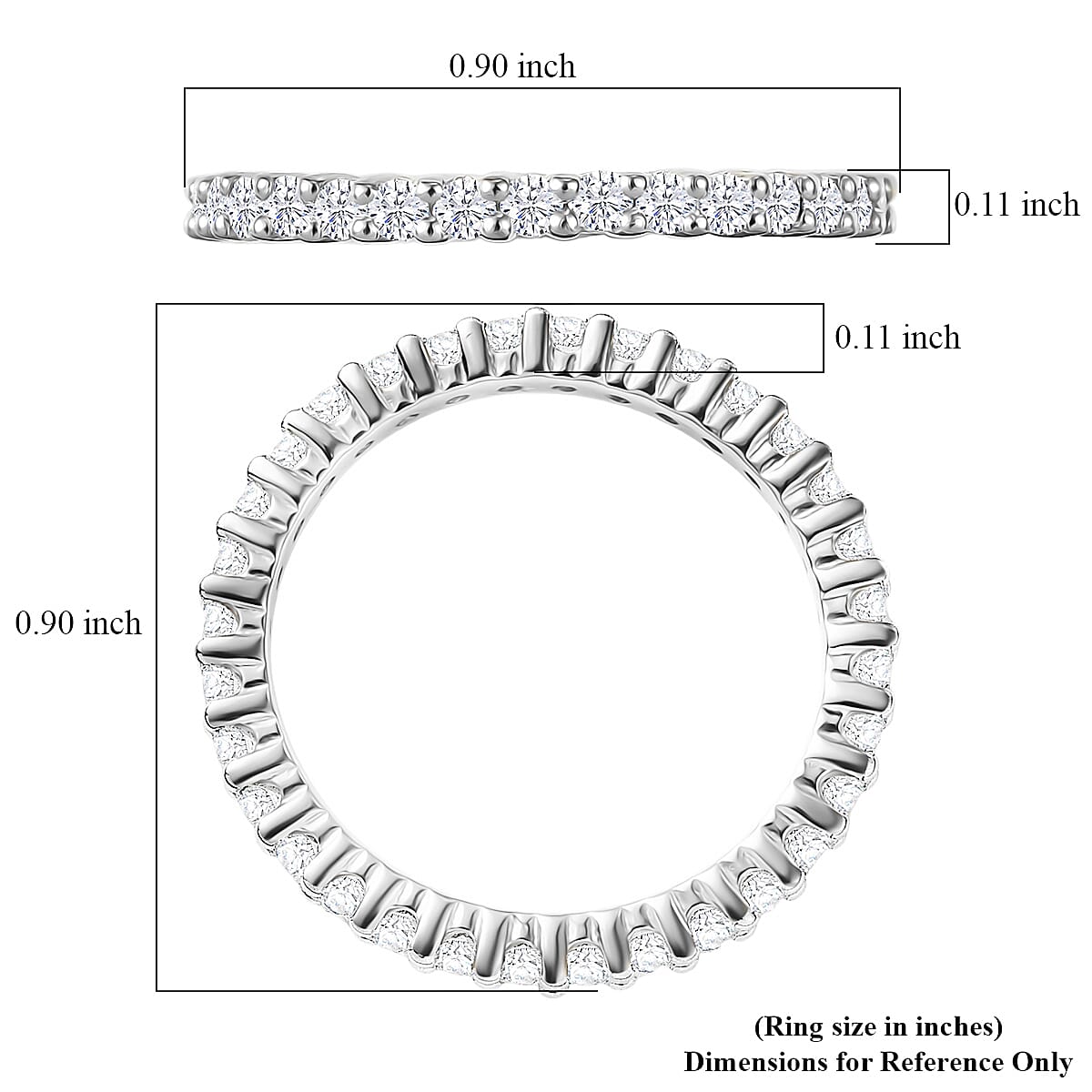 D'Joy Moissanite 0.90 ctw Eternity Band Ring in Rhodium Over Sterling Silver (Size 8.0) image number 5