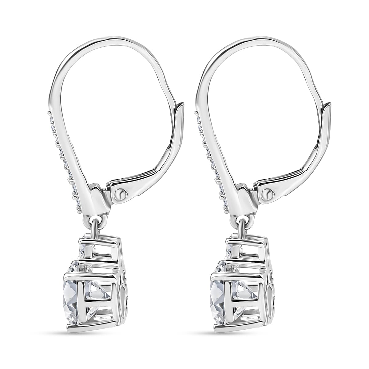 D'Joy Moissanite 2.70 ctw Lever Back Earrings in Rhodium Over Sterling Silver image number 3