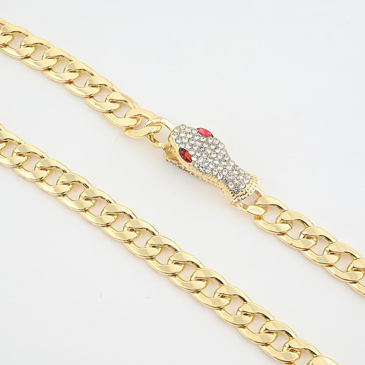 White and Red Austrian Crystal Serpent Necklace (21 Inches) in Goldtone image number 2