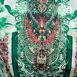 La Marey Green Chiffon Printed Kaftan - One Size Fits Most