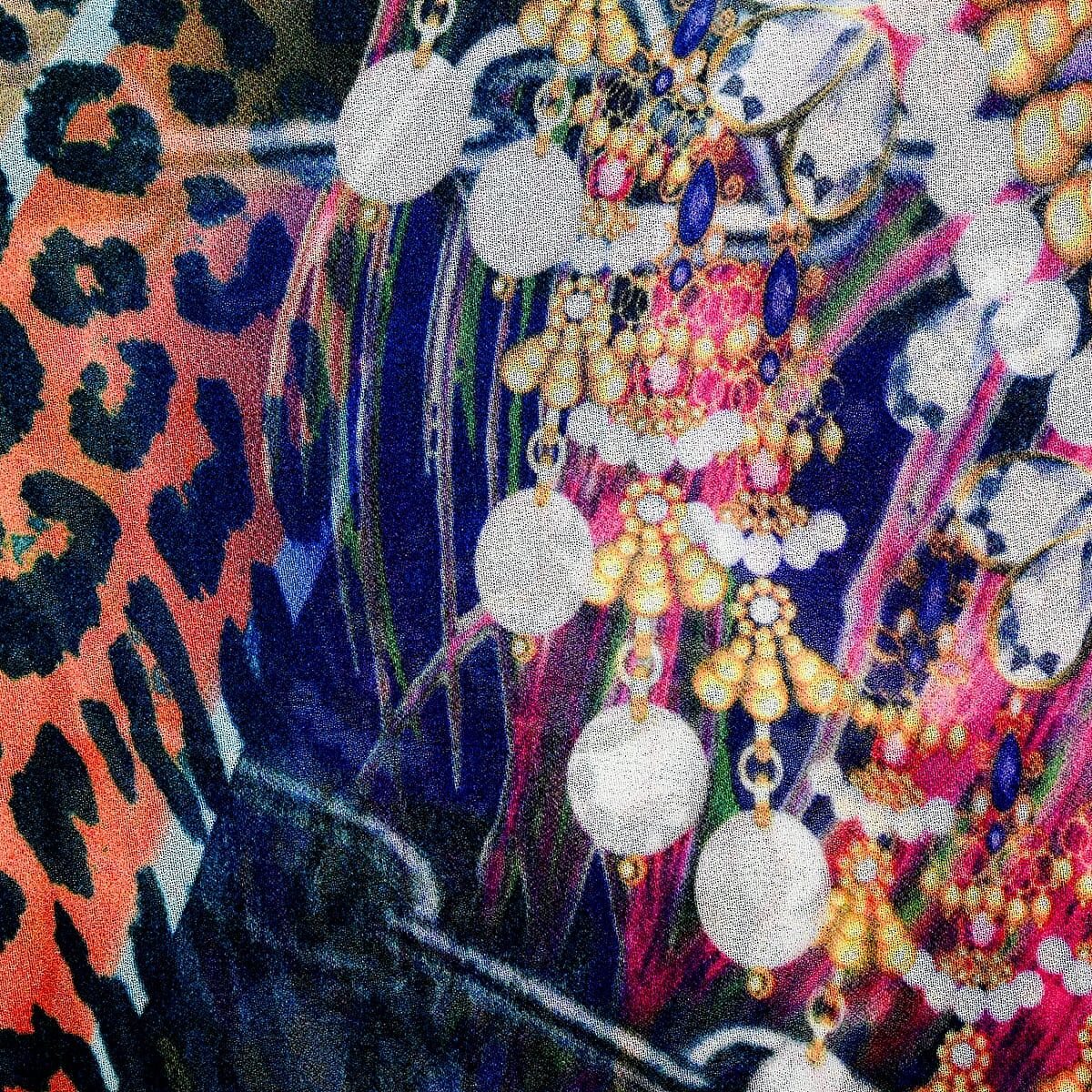 La Marey Yellow Chiffon Printed Kaftan - One Size Fits Most image number 2