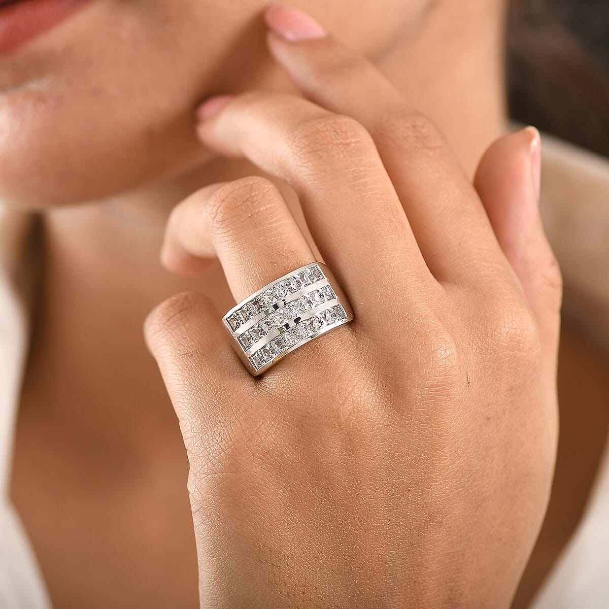 EverTrue Simulated Diamond Ring in Platinum Bond (Size 10.0) image number 2