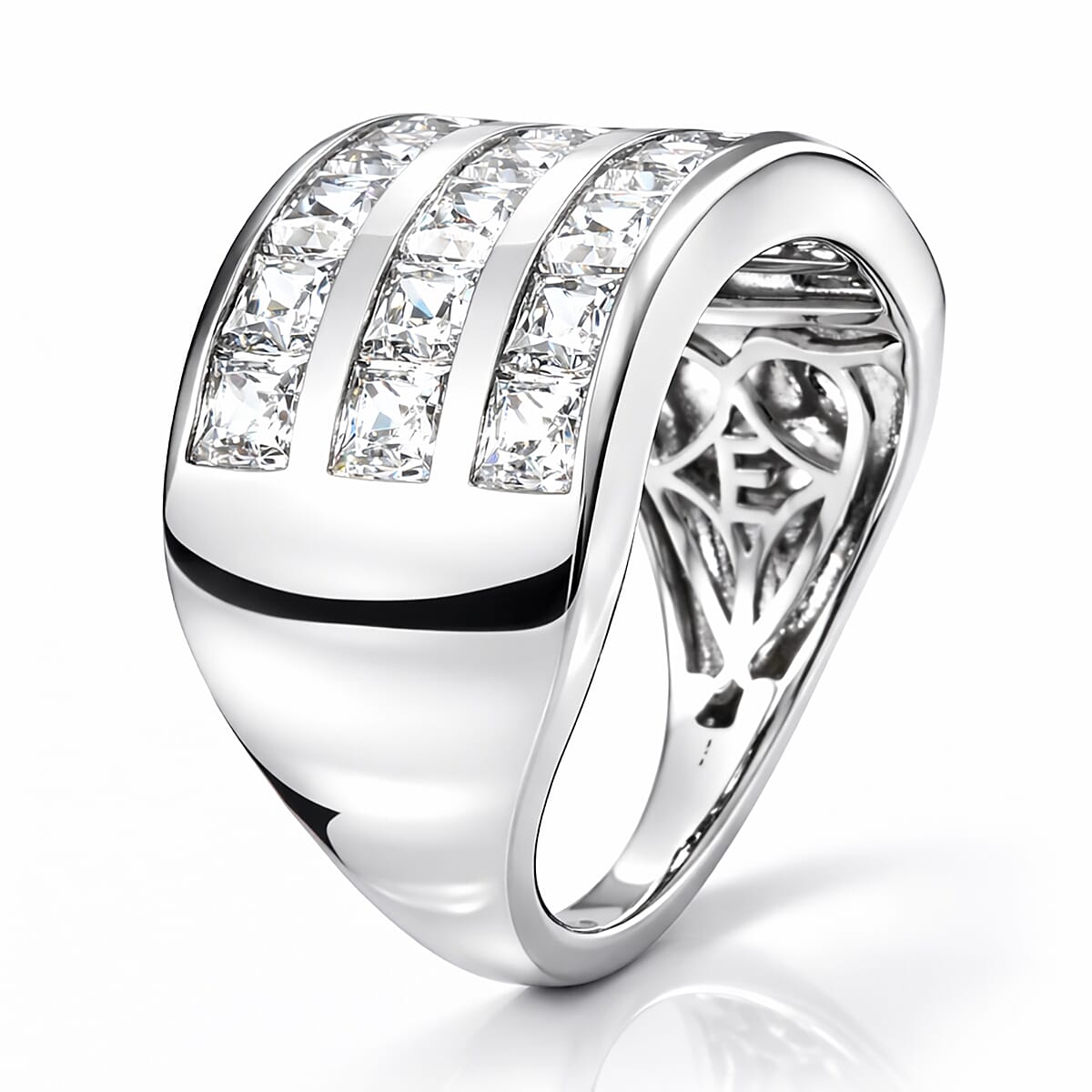 EverTrue Simulated Diamond Ring in Platinum Bond (Size 10.0) image number 3