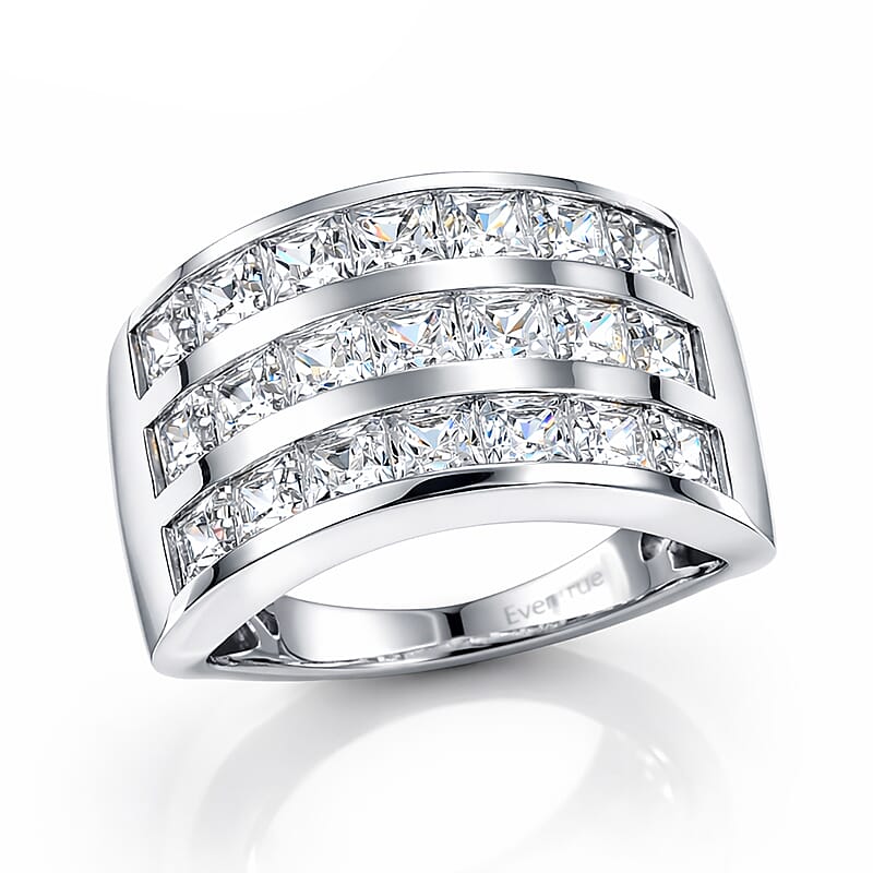 EverTrue Simulated Diamond Cluster Ring in Platinum Bond (Size 5.0)