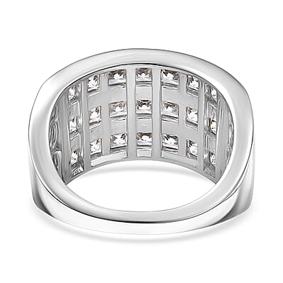 EverTrue Simulated Diamond Cluster Ring in Platinum Bond (Size 5.0)