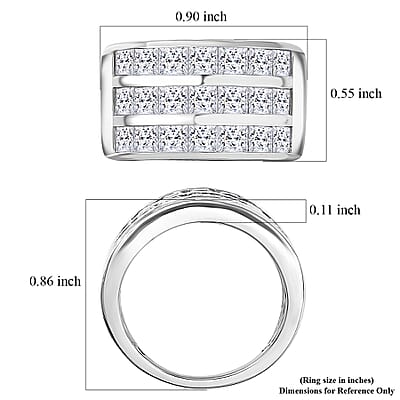 EverTrue Simulated Diamond Cluster Ring in Platinum Bond (Size 5.0)