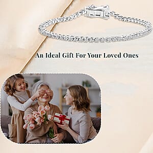 D'Joy Lab Grown Diamond I2-I3 1.00 ctw Classic Tennis Bracelet in Rhodium Over Sterling Silver (7.25 In)