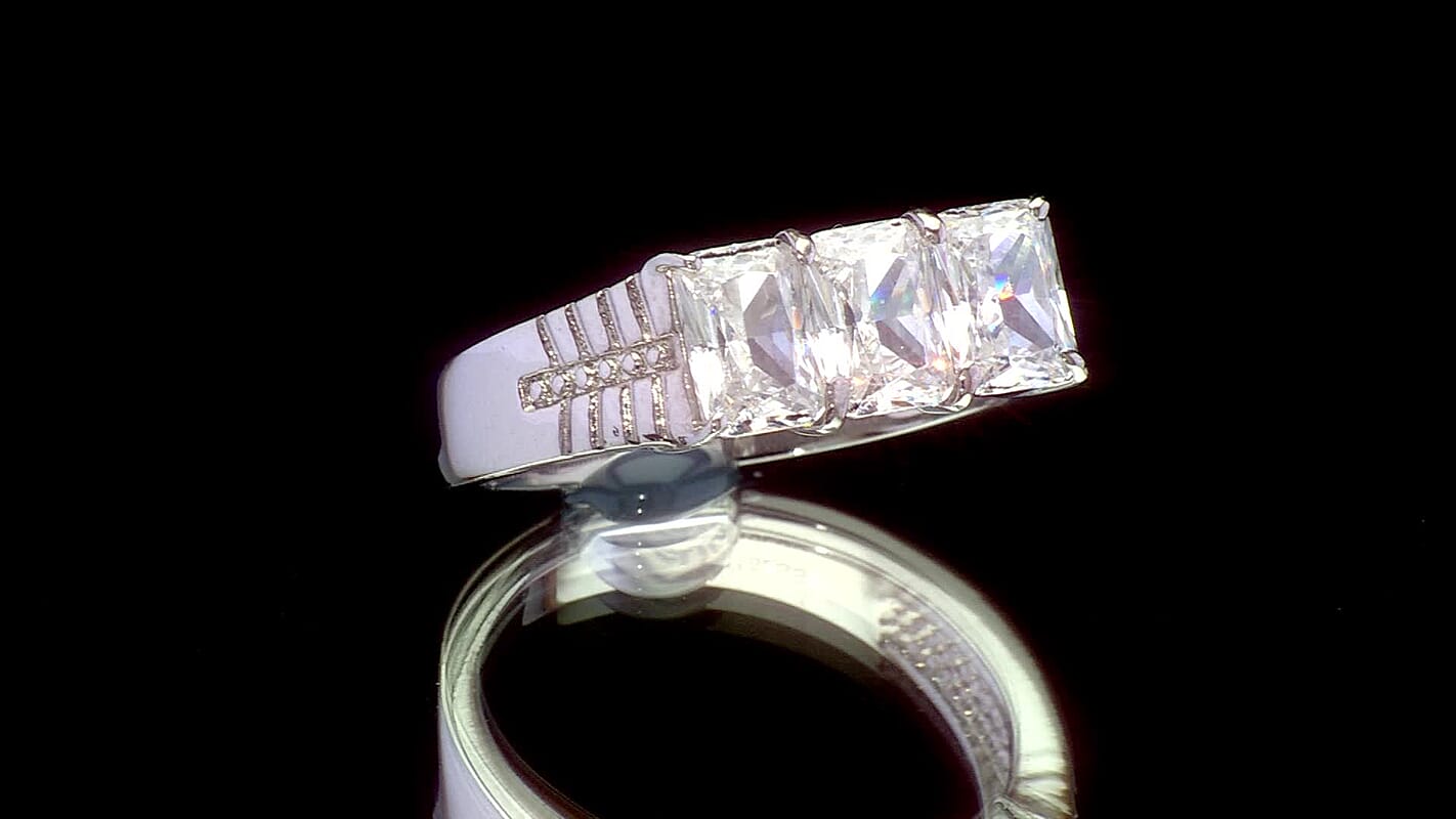 EverTrue Simulated Diamond Men's Ring in Stainless Steel (Size 10.0) 5.10 ctw