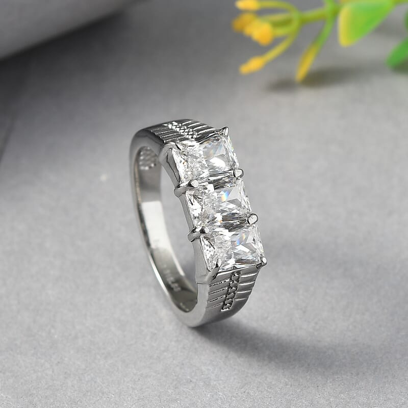 EverTrue Simulated Diamond Men's Ring in Stainless Steel (Size 12.0) 5.10 ctw