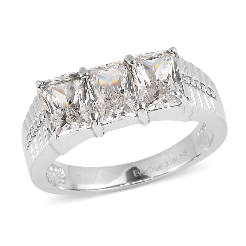 EverTrue Simulated Diamond Men's Ring in Stainless Steel (Size 14.0) 5.10 ctw