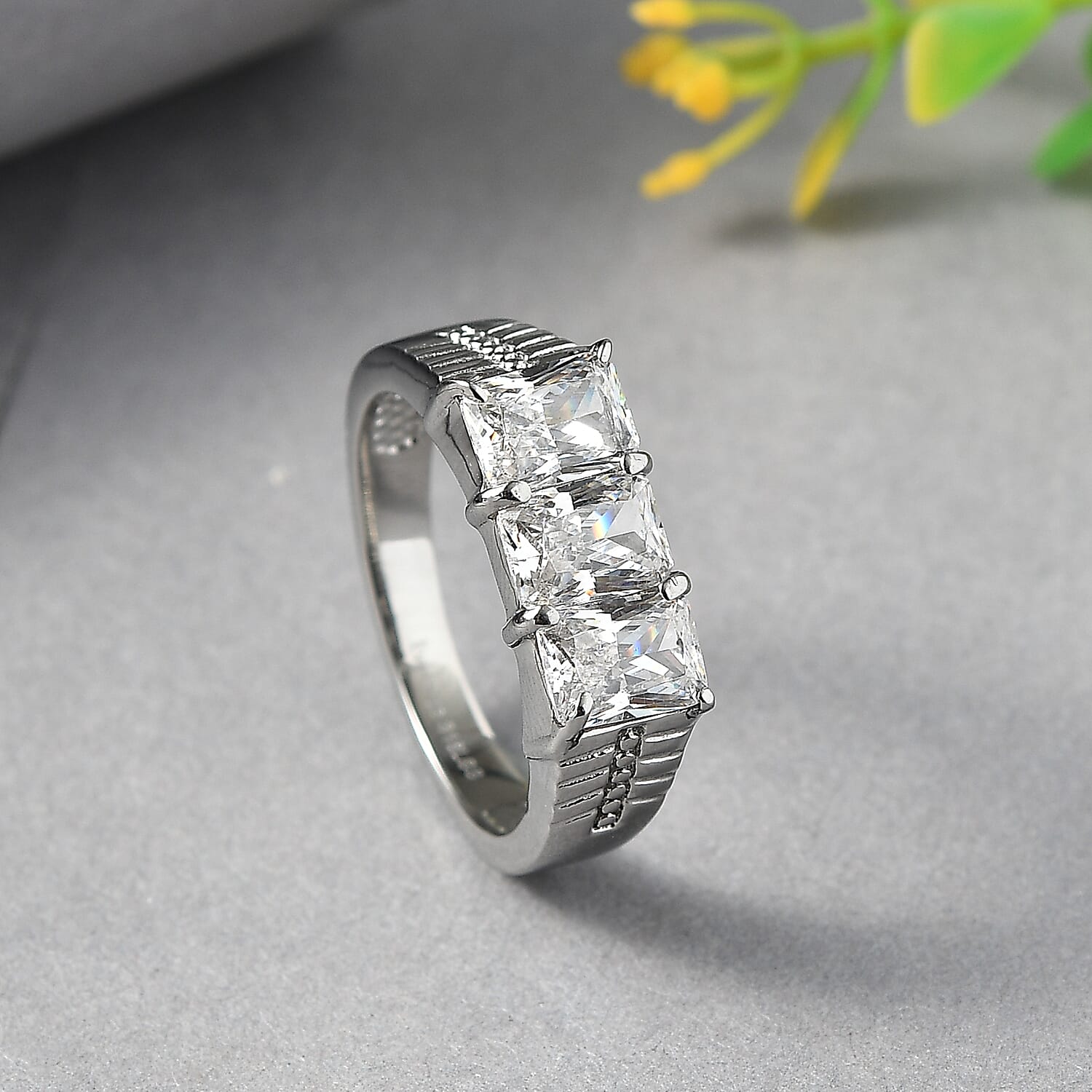 EverTrue Simulated Diamond Men's Ring in Stainless Steel (Size 14.0) 5.10 ctw