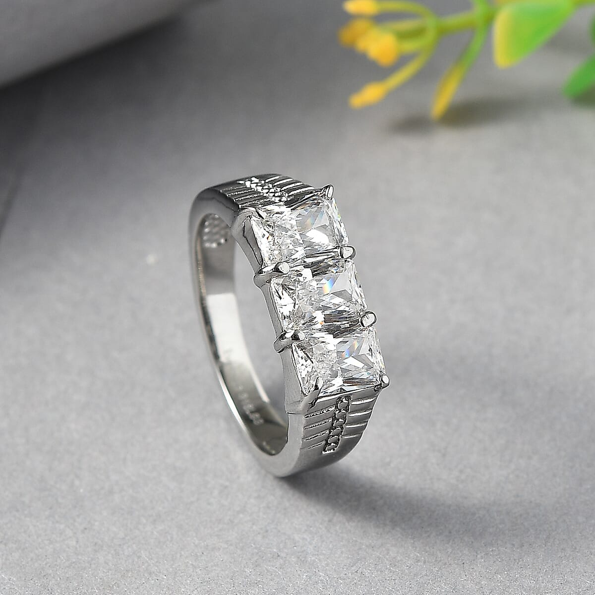 EverTrue Simulated Diamond Men's Ring in Stainless Steel (Size 14.0) 5.10 ctw image number 1