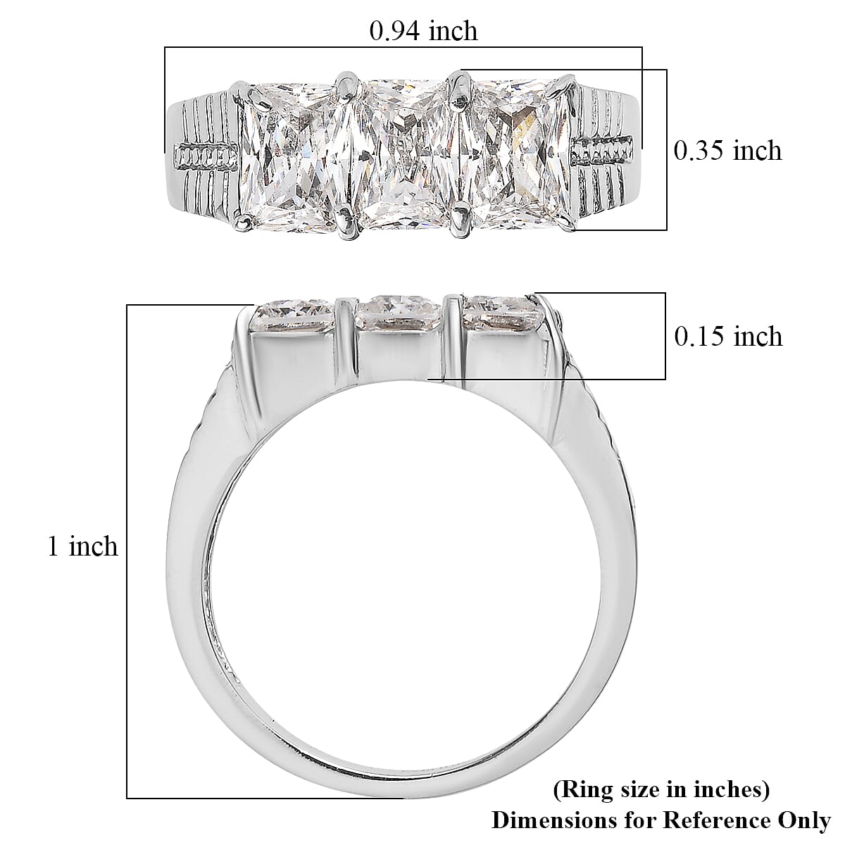 EverTrue Simulated Diamond Men's Ring in Stainless Steel (Size 14.0) 5.10 ctw