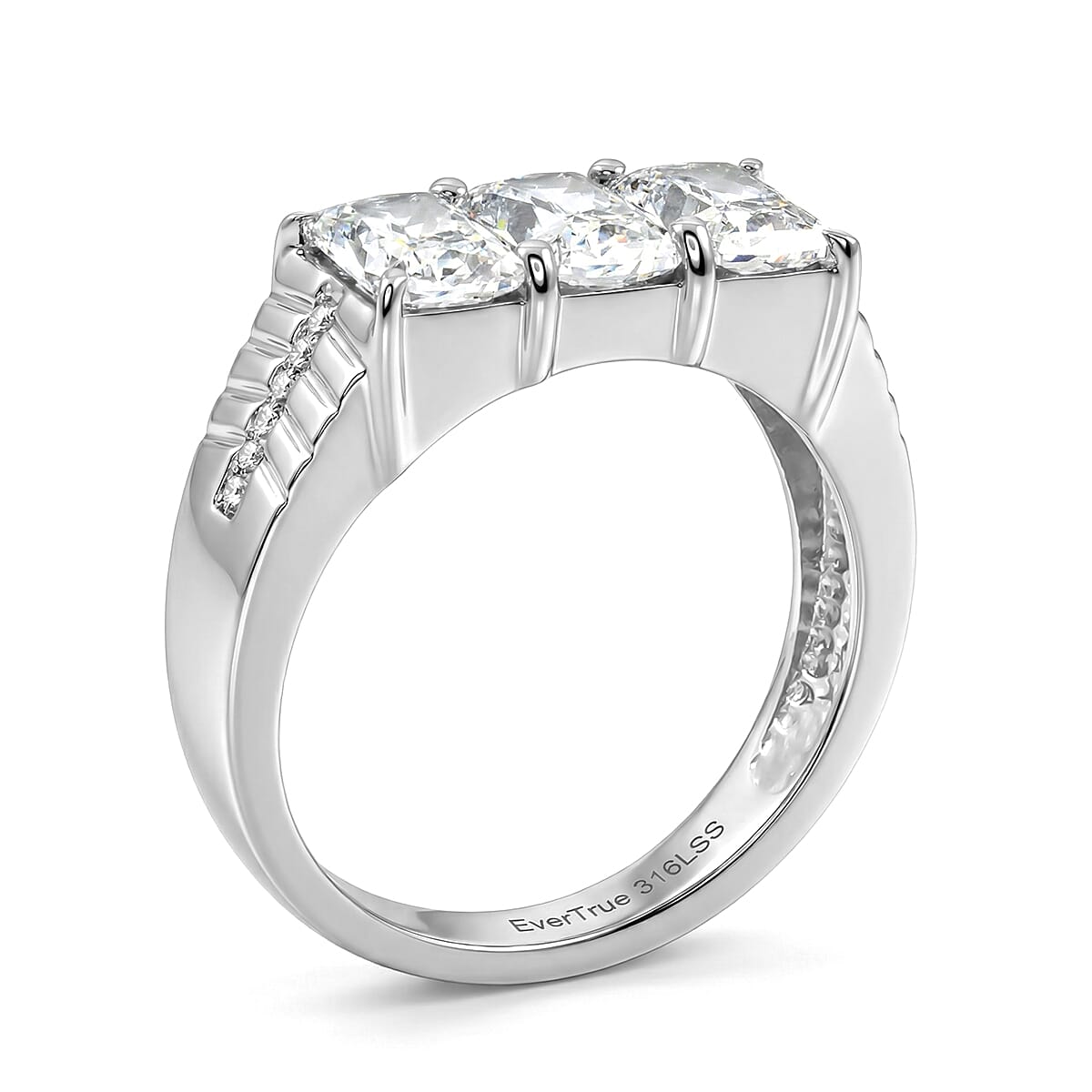 EverTrue Simulated Diamond Men's Ring in Stainless Steel (Size 9.0) 5.10 ctw