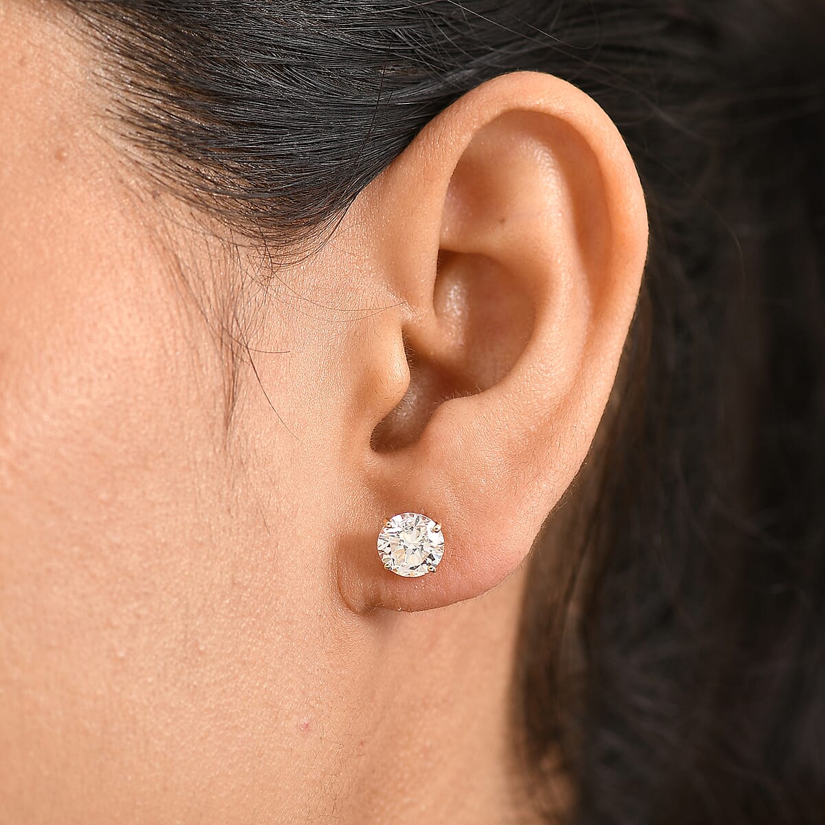 Luxuriant Lab Grown Diamond G-H SI 3.00 ctw Solitaire Stud Earrings in 14K Yellow Gold image number 2