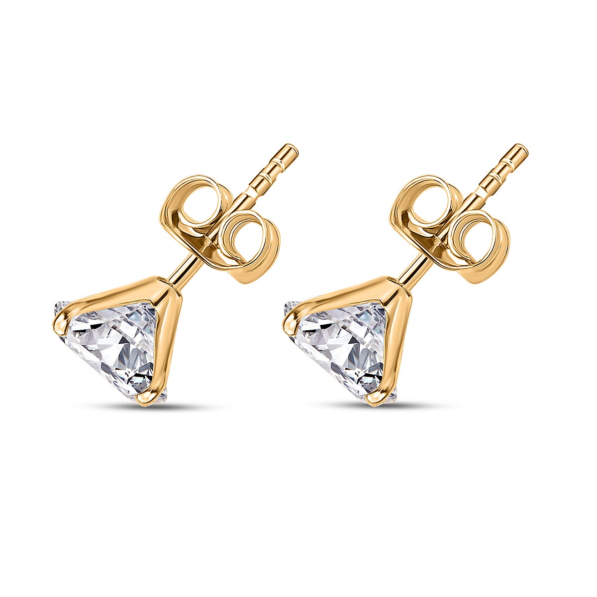 Luxuriant Lab Grown Diamond G-H SI 3.00 ctw Solitaire Stud Earrings in 14K Yellow Gold image number 3