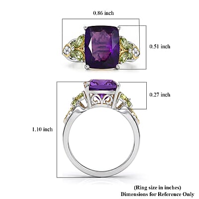 EverTrue African Amethyst and Multi Gemstone 4.50 ctw Butterfly Ring in 18K YG Plated and Platinum Bond (Size 6.0)