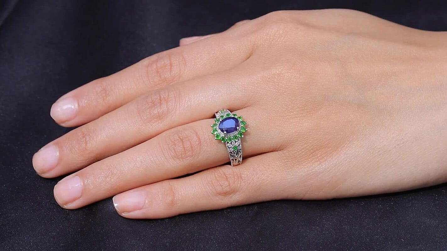 EverTrue Masoala Sapphire (D), Multi Gemstone Ring in Platinum Bond (Size 10.0) 2.70 ctw